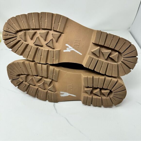 Zara Tan Suede Ankle Boots- Size 10 - Picture 10 of 11